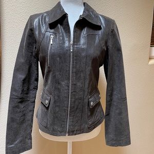 Vintage Armi Black Leather Moto Jacket.  Size Medium.